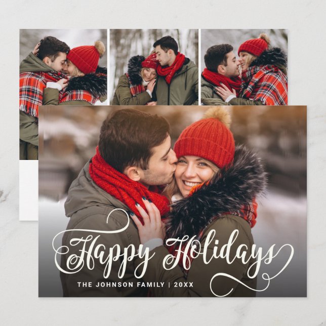 Moderne frohe Weihnachten 4 FOTO Gruß (Vorne/Hinten)