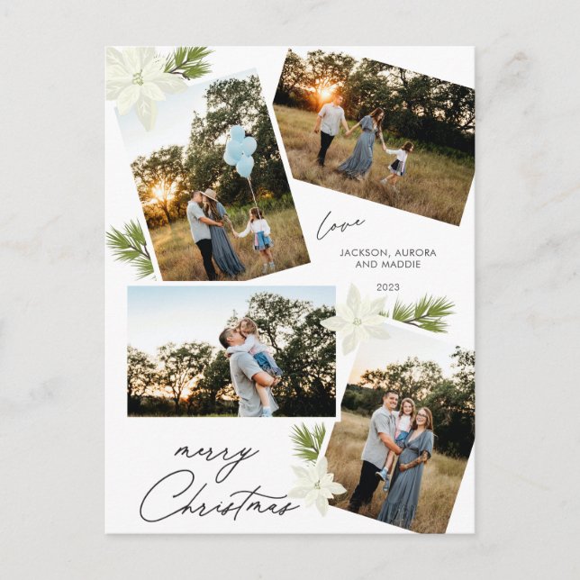 Moderne frohe Weihnachten 4 Foto Poinsettia (Vorderseite)