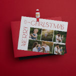 Moderne frohe Weihnachten 5 Foto Rote Typografie<br><div class="desc">'Das ist die Jahreszeit, um fröhlich zu sein! In dieser Urlaubssaison machen Ihre Familienfeiern mit dieser erstaunlich modernen und festlichen Weihnachten 5 Foto Red Typografy Holiday Card besonders zu einem besonderen Erlebnis. Die Liebe und die herzlichen Wünsche der Familie und Freunden dieser festlichen Jahreszeit sind die perfekte Wahl, um diese...</div>