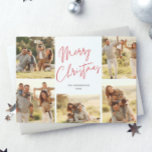 Moderne frohe Weihnachten | 5 Foto, Rotes Skript<br><div class="desc">Diese moderne rote Schrift Urlaub 5-Foto-Karte verfügt über einen eleganten Skripttext,  der "Frohe Weihnachten" sagt. Die Hintergrundfarbe kann geändert werden. Perfekt einfache Karte für die Ferien,  die Sie personalisieren können. Gutschriften: Foto von Freepik</div>