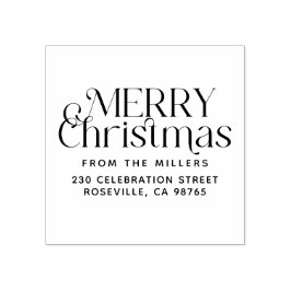 Moderne frohe Weihnachten aus familiärer Rücksende Gummistempel