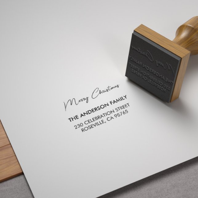 Moderne frohe Weihnachten aus familiärer Rücksende Gummistempel (Von Creator hochgeladen)