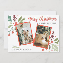 Moderne frohe Weihnachten Berry Foliage Zwei Foto