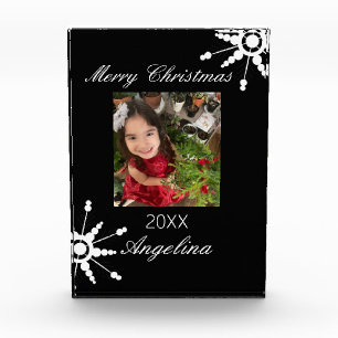 Moderne Frohe Weihnachten Blase Schneeflocke Fotoblock