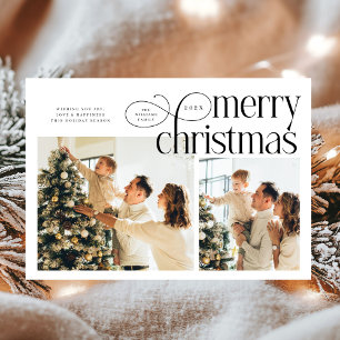 Moderne Frohe Weihnachten einfach 2 Fotos Familie