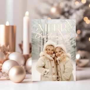 Moderne frohe Weihnachten Elegant 1 Foto Typografi Folien Feiertagspostkarte