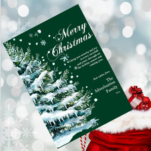 Moderne frohe Weihnachten Elegante Script Snow Fir