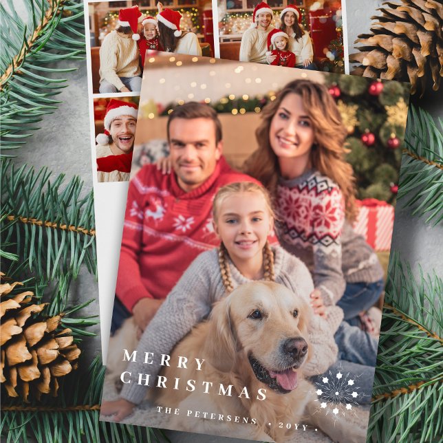 Moderne frohe Weihnachten fünf Fotos minimalistisc (Von Creator hochgeladen)