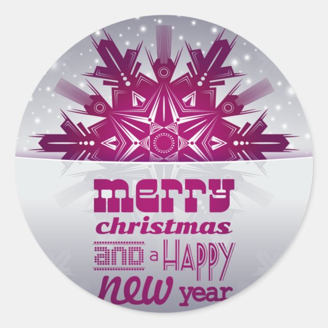 Moderne frohe Weihnachten glücklich Neues Jahr Runder Aufkleber (Vorderseite)