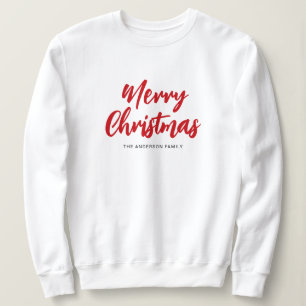 Moderne Frohe Weihnachten rote Schrift Familiennam Sweatshirt
