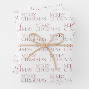 Moderne frohe Weihnachten Rote Typografie Einfach Geschenkpapier Set