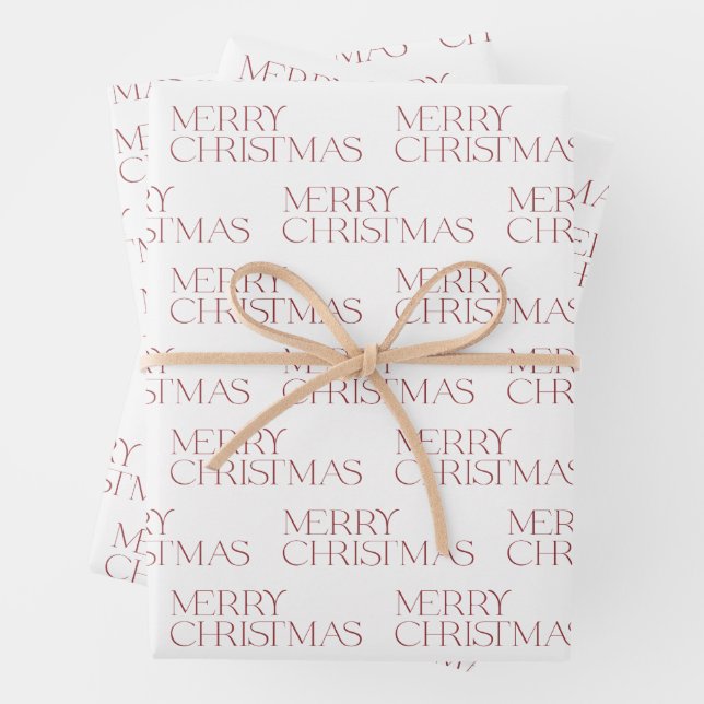 Moderne frohe Weihnachten Rote Typografie Einfach Geschenkpapier Set (Beispiel)