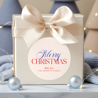 Moderne frohe Weihnachten Runder Aufkleber