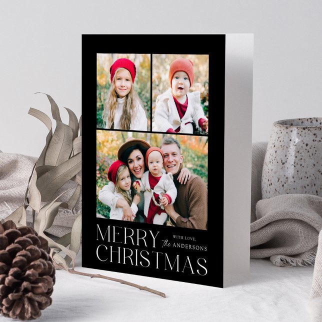 Moderne frohe Weihnachten Schwarz 7 Foto Collage (Von Creator hochgeladen)