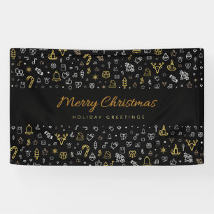 Moderne frohe Weihnachten Schwarz-Gold-Icons Banner