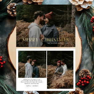 Moderne frohe Weihnachten Trendy Foto Familie Folien Feiertagskarte