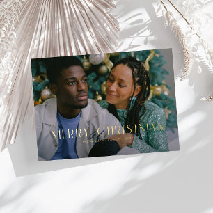 Moderne frohe Weihnachten Trendy One Foto Familie Folien Feiertagskarte