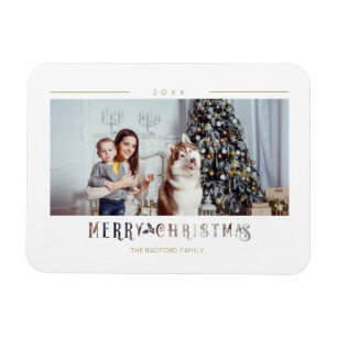 Moderne Frohe Weihnachten Typografie Benutzerdefin Magnet