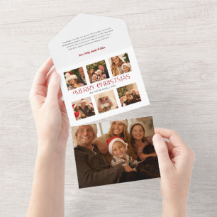 Moderne Frohe Weihnachten-Typografie Multi-Foto All In One Einladung