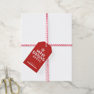 Moderne frohe Weihnachten White Script Holly Jolly Geschenkanhänger