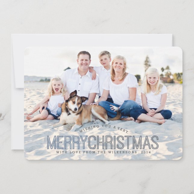 Moderne frohe Weihnachten Zwei-Foto-Karte (Vorderseite)