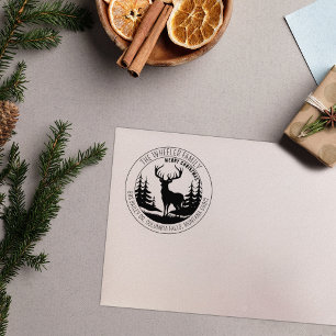 Moderne frohe Weihnachts-Elche-Rücksendeadresse Gummistempel