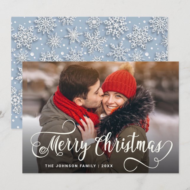 Moderne frohe Weihnachts-FOTO Gruß Feiertagskarte (Vorne/Hinten)