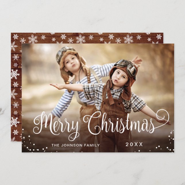 Moderne frohe Weihnachts-FOTO Gruß Feiertagskarte (Vorne/Hinten)