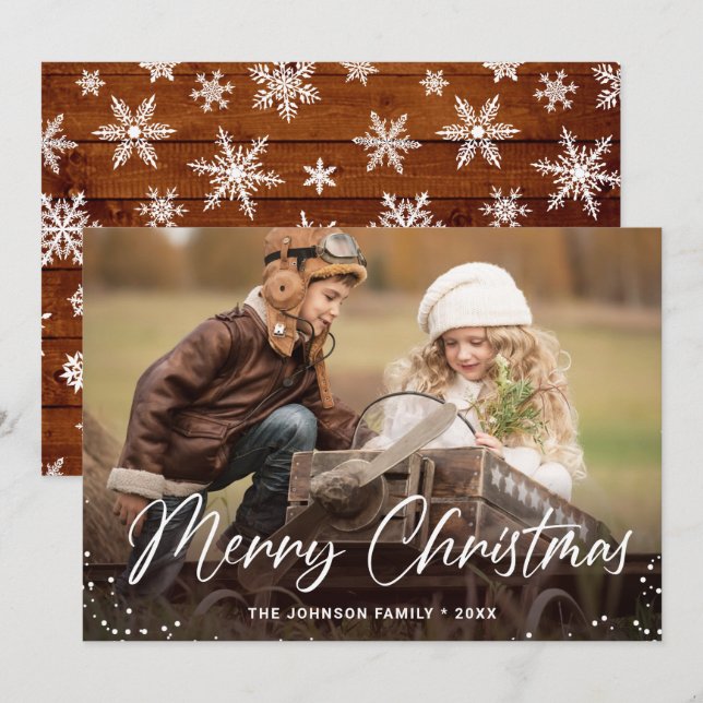 Moderne frohe Weihnachts-FOTO Gruß Feiertagskarte (Vorne/Hinten)