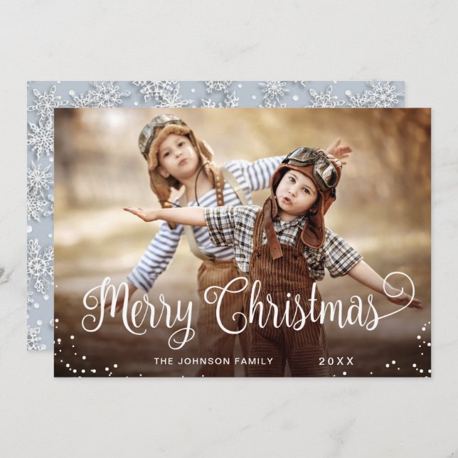 Moderne frohe Weihnachts-FOTO Gruß Feiertagskarte (Vorne/Hinten)