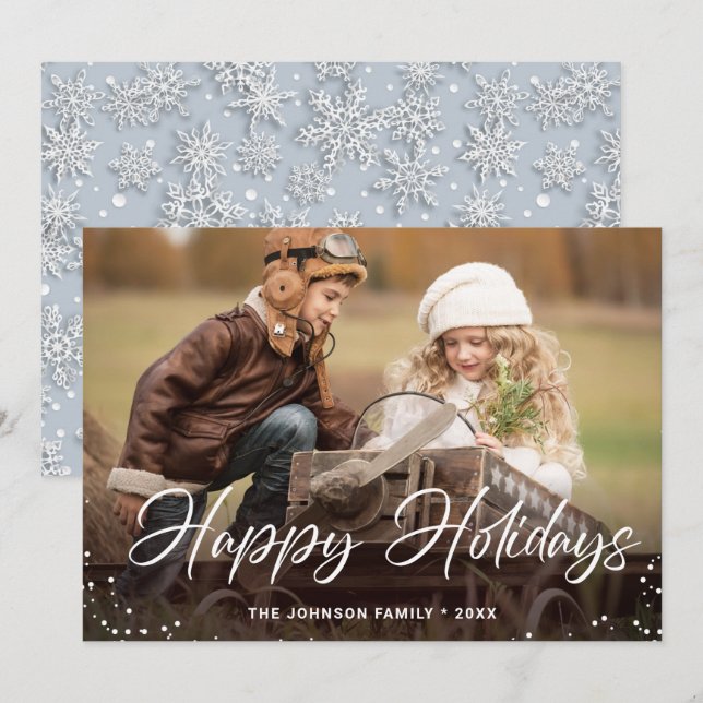 Moderne frohe Weihnachts-FOTO Gruß Feiertagskarte (Vorne/Hinten)