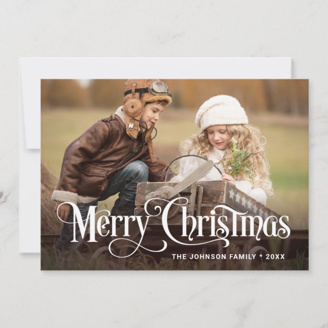 Moderne frohe Weihnachts-FOTO Gruß Feiertagskarte (Vorderseite)