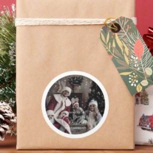 Moderne frohe Weihnachts-Foto-Ornament Runder Aufkleber