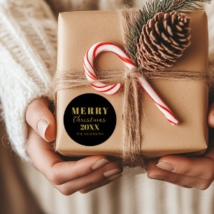 Moderne frohe Weihnachts-Schwarz-Feiertage-Verpack Runder Aufkleber