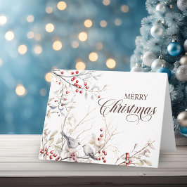 Moderne frohe Weihnachts-Winter Berries Vögel Karte