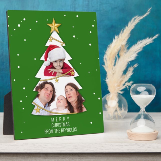 Moderne frohe Weihnachtsbaume Foto Collage Green Fotoplatte (Seite)