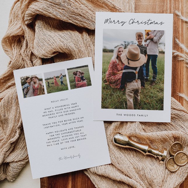 Moderne frohe Weihnachtsfamilie 4 Foto Feiertagskarte (Von Creator hochgeladen)