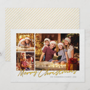 Moderne frohe Weihnachtsfamilien Fotos Feiertagskarte