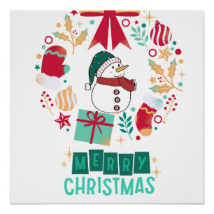 Moderne frohe Weihnachtsflora Familie Stilvoll Poster