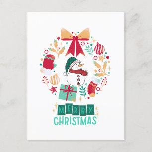 Moderne frohe Weihnachtsflora Familie Stilvoll Postkarte