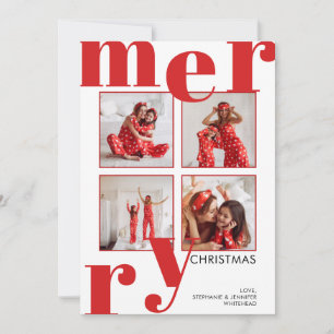 Moderne frohe Weihnachtsfoto Collage Rot Feiertagskarte