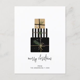 Moderne frohe Weihnachtsgeschenke Urlaub Postkarte