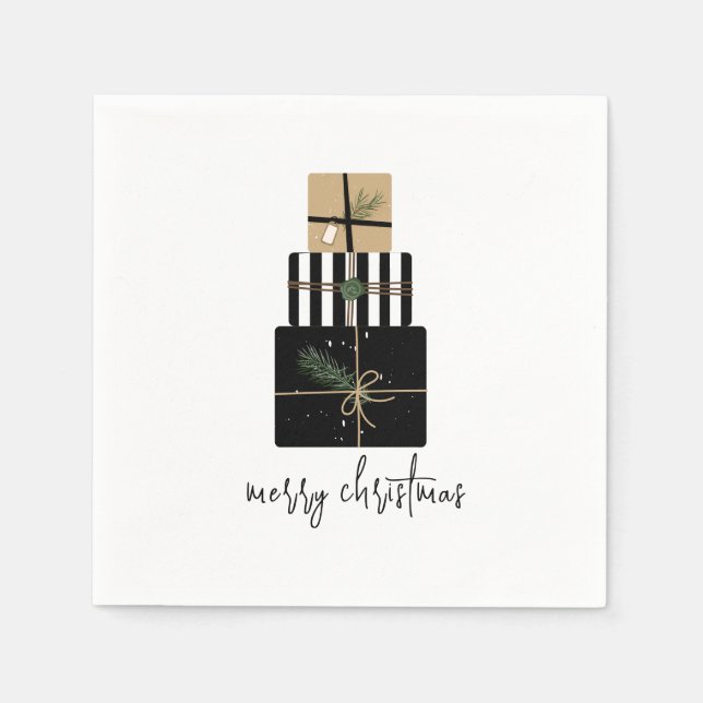 Moderne frohe Weihnachtsgeschenke Urlaub Serviette (Vorderseite)