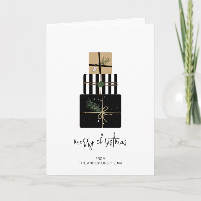 Moderne frohe Weihnachtsgeschenke Weihnachtskarte Feiertagskarte (Vorderseite)