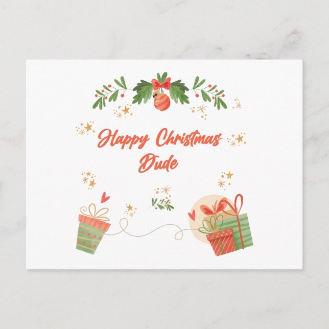 Moderne frohe Weihnachtskarte für den Kumpel mit f Postkarte (Vorderseite)