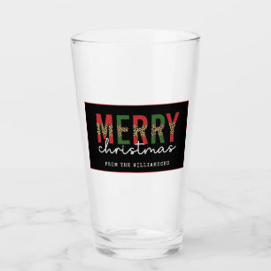 Moderne frohe Weihnachtsleopard Print Minimalistis Glas