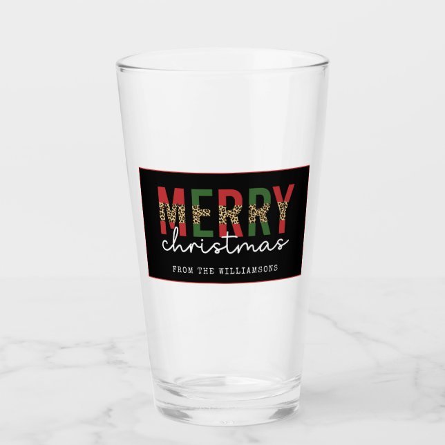 Moderne frohe Weihnachtsleopard Print Minimalistis Glas (Vorderseite)