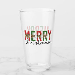 Moderne frohe Weihnachtsleopard Print Minimalistis Glas