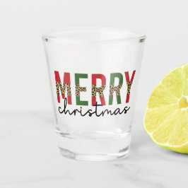 Moderne frohe Weihnachtsleopard Print Minimalistis Schnapsglas