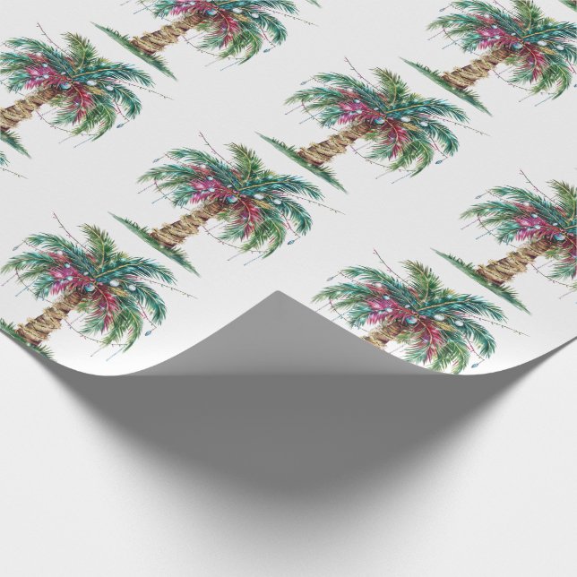 Moderne frohe Weihnachtspalme Tree Light Geschenkpapier (Ecke)